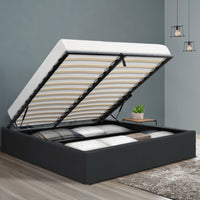 Artiss Toki Gas Lift Bed Frame — Double with Under-Bed Storage, Charcoal