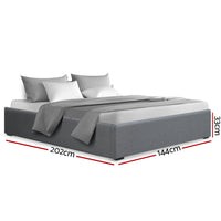 Artiss Toki Gas Lift Bed Frame — Double with Under-Bed Storage, Grey
