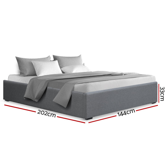 Artiss Toki Gas Lift Bed Frame — Double with Under-Bed Storage, Grey