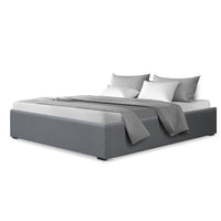 Artiss Toki Gas Lift Bed Frame — Double with Under-Bed Storage, Grey