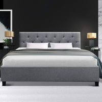 Artiss Vanke Bed Frame — Double Upholstered Platform Base, Grey