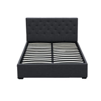 Artiss Vila Gas Lift Bed Frame — Double Linen Storage Base, Charcoal