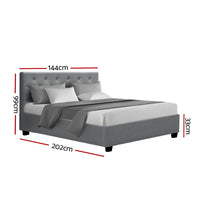 Artiss Vila Gas Lift Bed Frame — Double Linen Storage Base, Grey