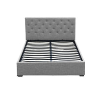 Artiss Vila Gas Lift Bed Frame — Double Linen Storage Base, Grey