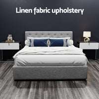 Artiss Bed Frame Queen Size Gas Lift Grey VILA