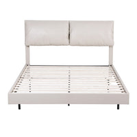 Artiss Double Bed Frame RGB LED Floating Beds Adjustable Headboard Beige White