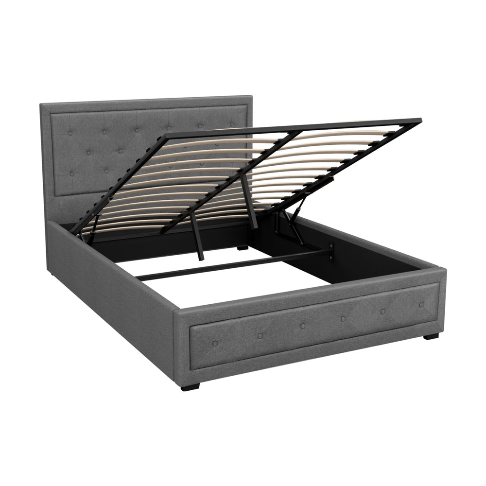 Tiyo Gas Lift Bed Frame — Double, Grey