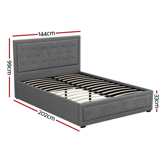 Tiyo Gas Lift Bed Frame — Double, Grey