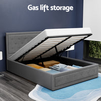 Tiyo Gas Lift Bed Frame — Double, Grey