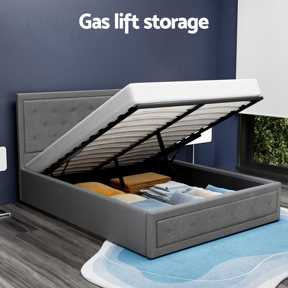 Tiyo Gas Lift Bed Frame — Double, Grey