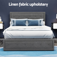 Tiyo Gas Lift Bed Frame — Double, Grey