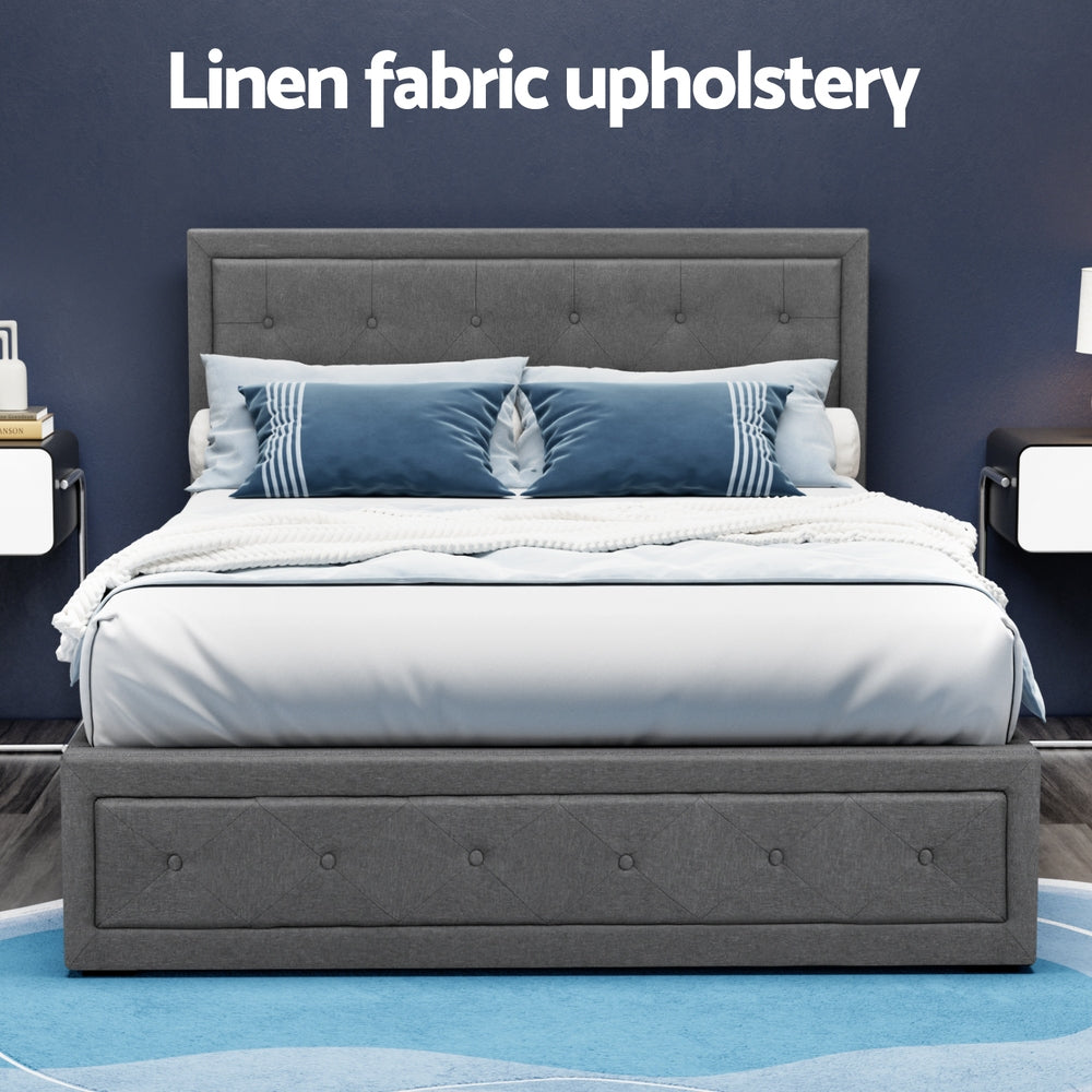 Tiyo Gas Lift Bed Frame — Double, Grey