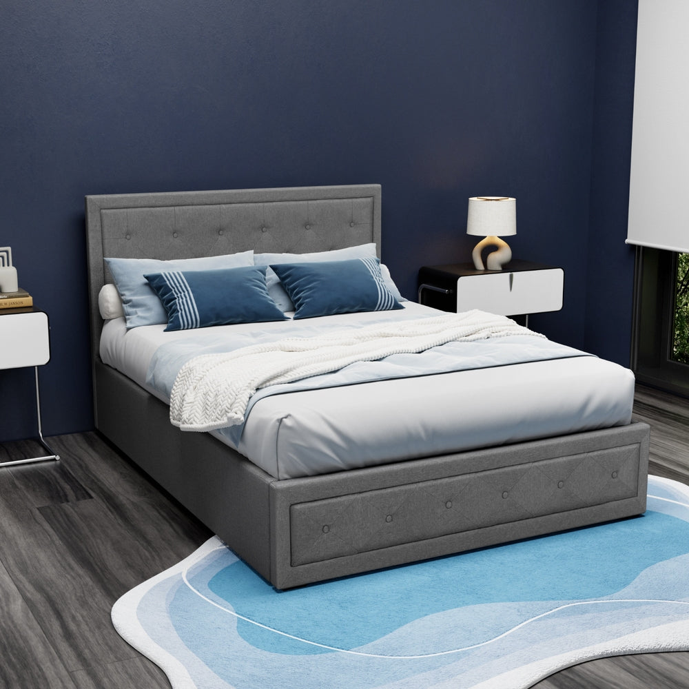 Tiyo Gas Lift Bed Frame — Double, Grey