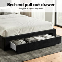 Artiss Double Bed Frame Storage Charging Station Upholstered 3 Drawers USB Type-C