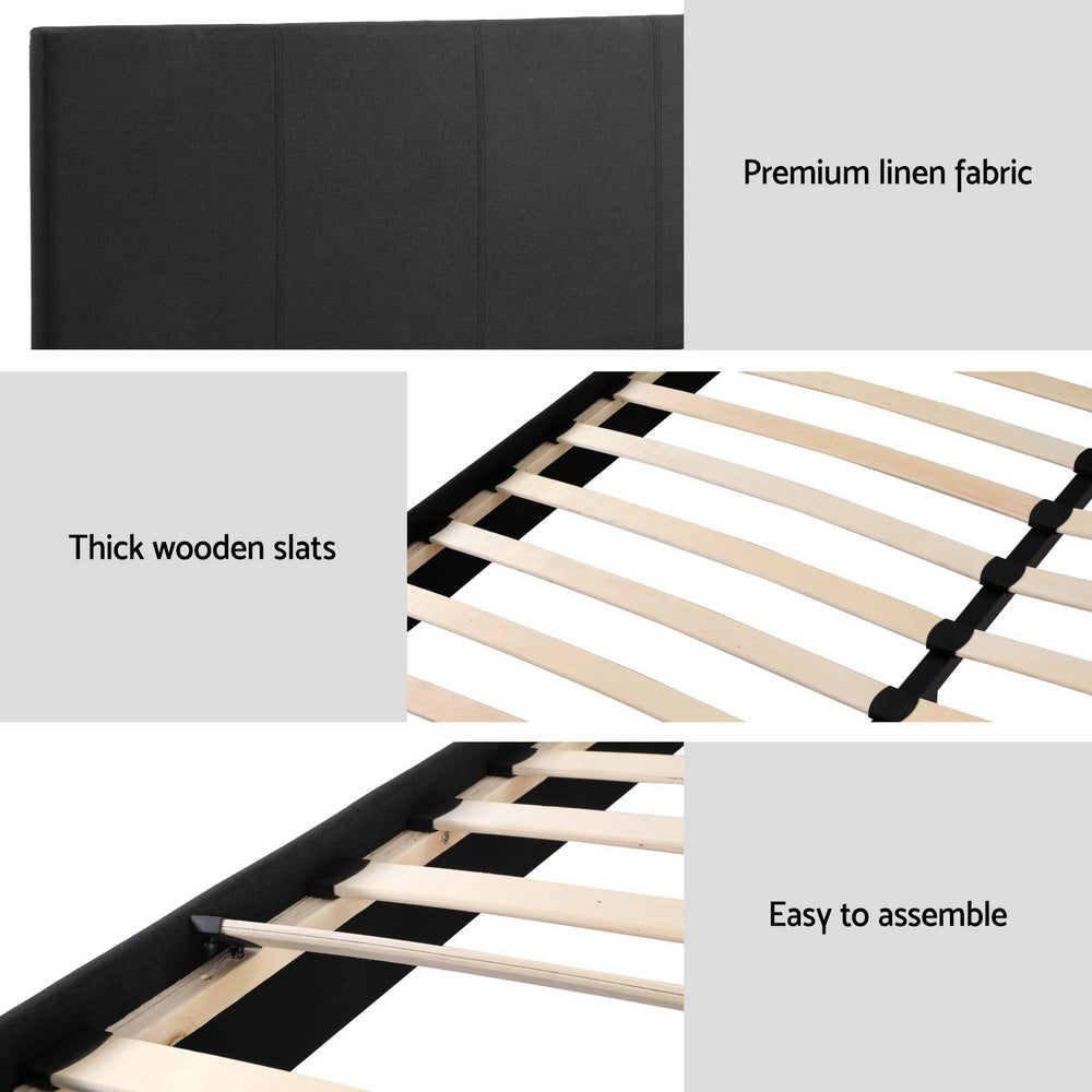Neo Metal Bed Frame — Double, Charcoal