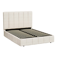 Tette Upholstered Bed Frame — Double, Beige