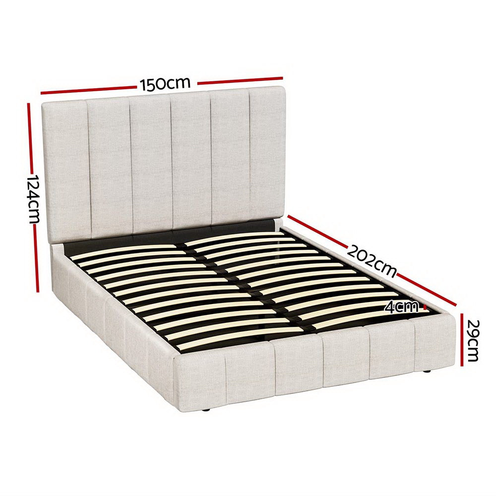 Tette Upholstered Bed Frame — Double, Beige