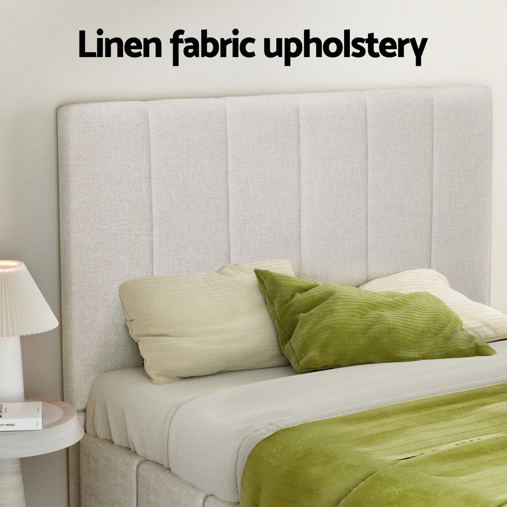 Tette Upholstered Bed Frame — Double, Beige
