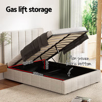 Tette Upholstered Bed Frame — Double, Beige
