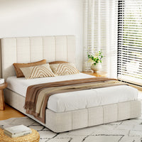 Tette Upholstered Bed Frame — Double, Beige