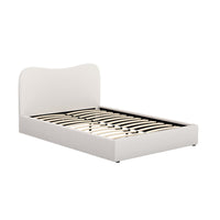 Artiss Dara Boucle Bed Frame — Double with Padded Headboard, White