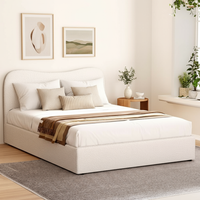 Artiss Dara Boucle Bed Frame — Double with Padded Headboard, White