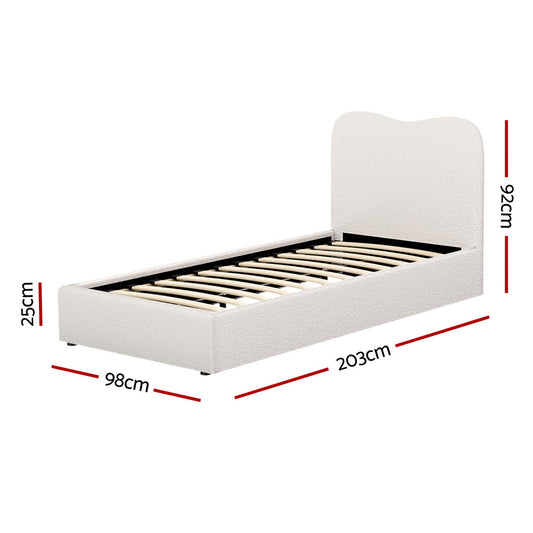 Dara Boucle Upholstered Bed Frame — Single
