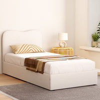 Dara Boucle Upholstered Bed Frame — Single