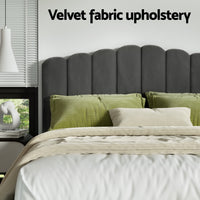 Fion Velvet Gas Lift Bed Frame — Double, Grey