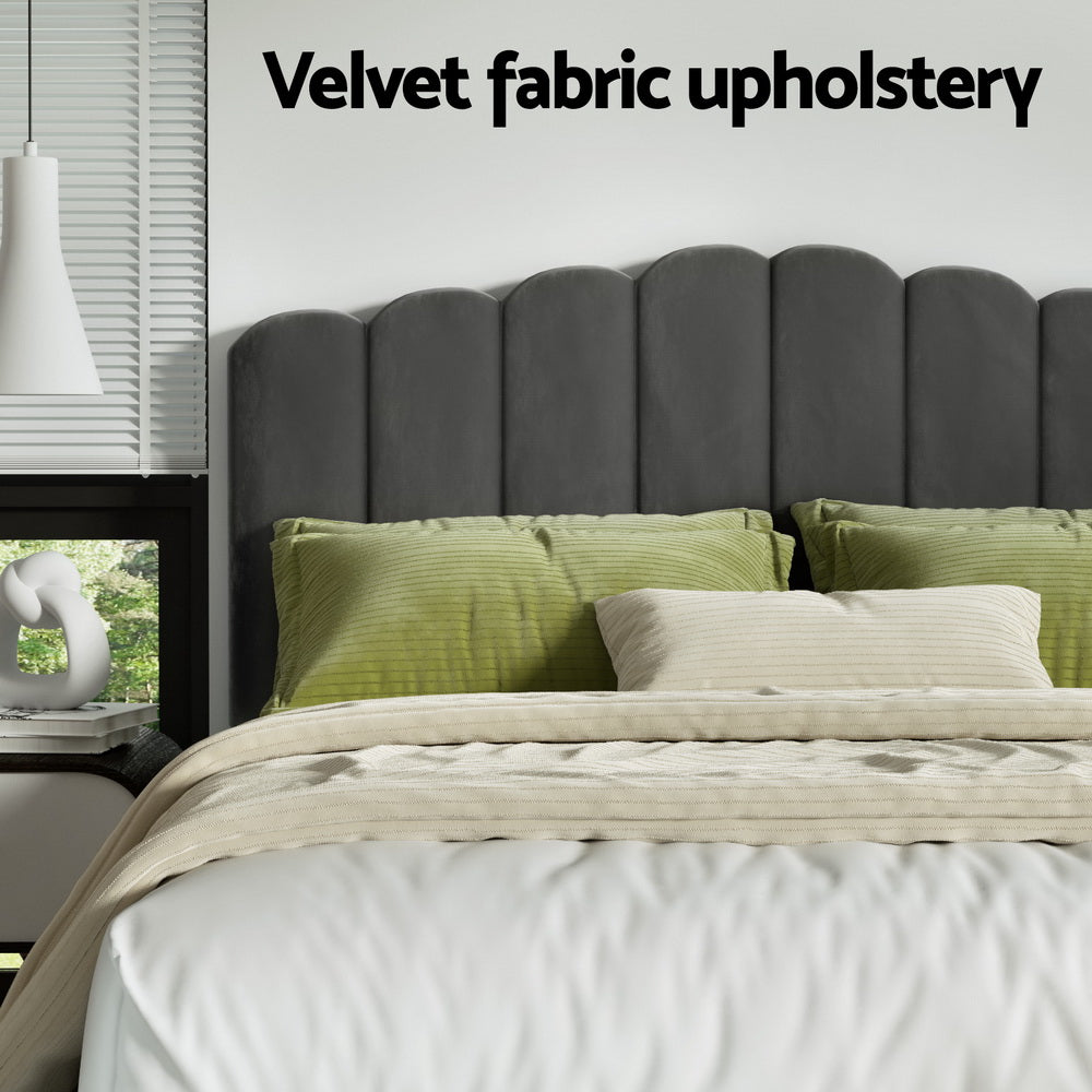 Fion Velvet Gas Lift Bed Frame — Double, Grey