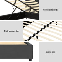Fion Velvet Gas Lift Bed Frame — Double, Grey