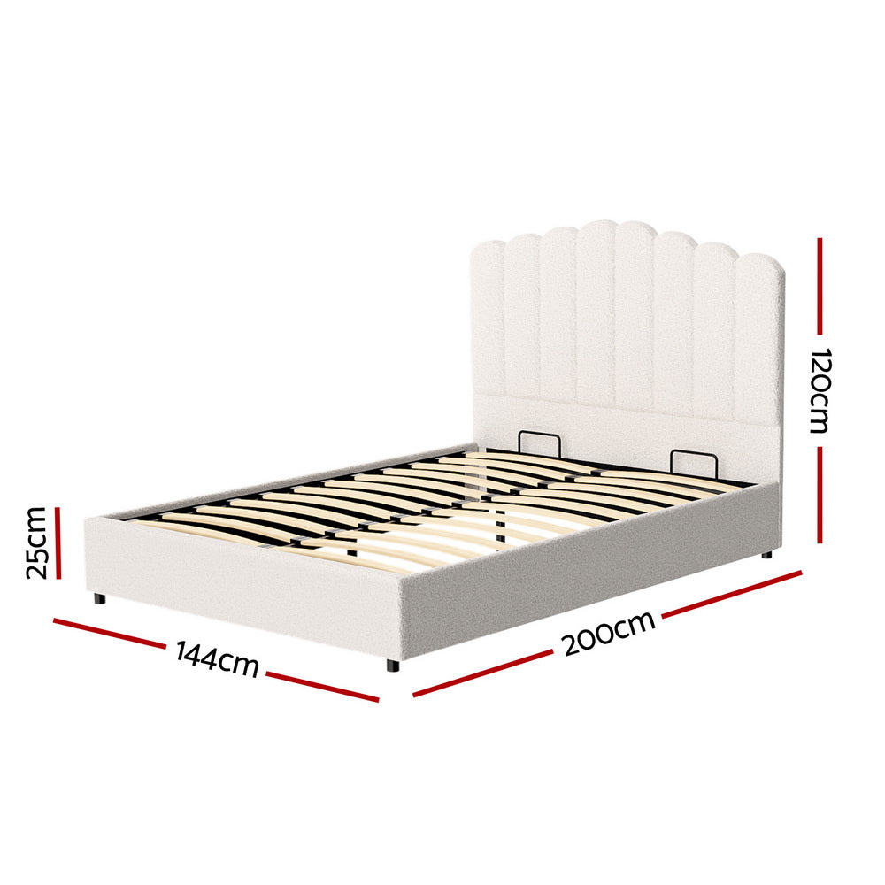 Fion Boucle Gas Lift Bed Frame — Double