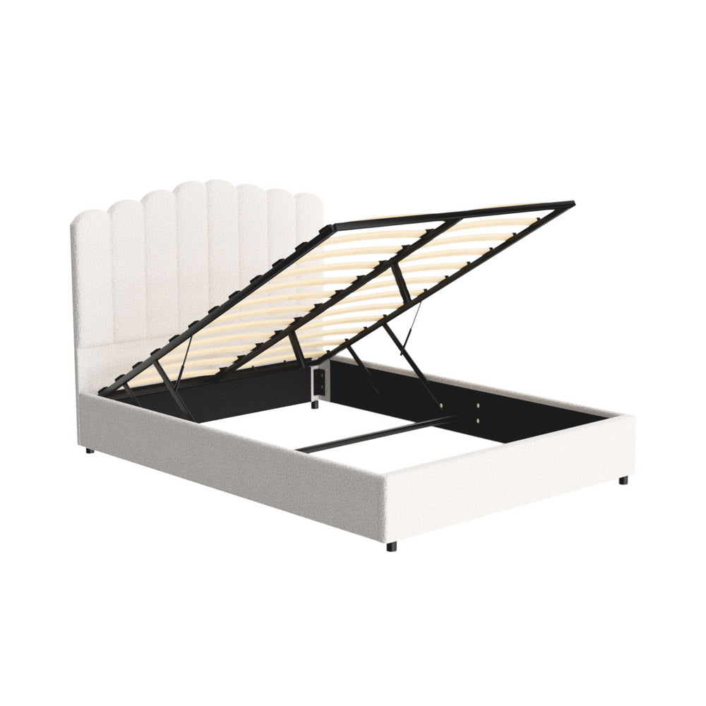 Fion Boucle Gas Lift Bed Frame — Double