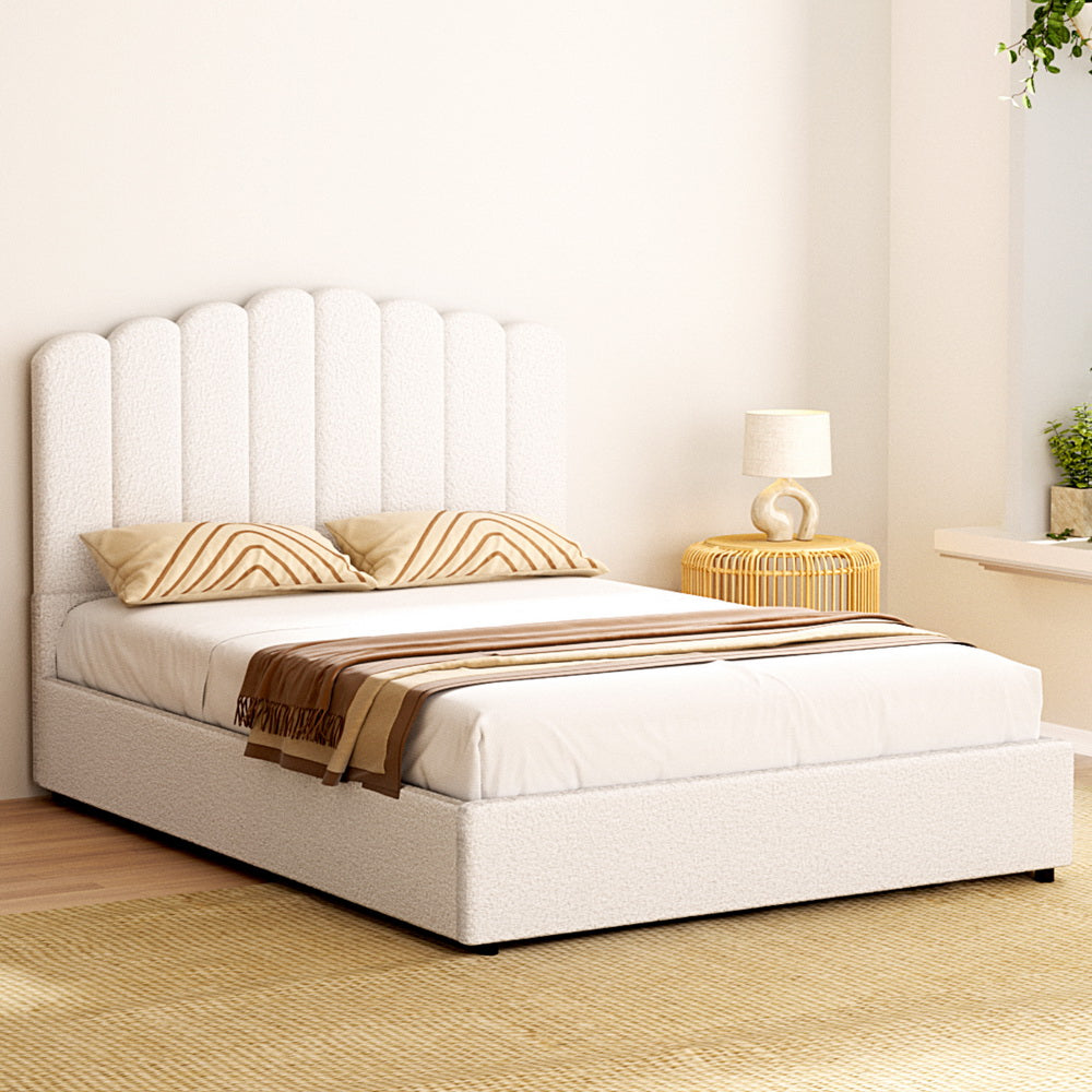 Fion Boucle Gas Lift Bed Frame — Double