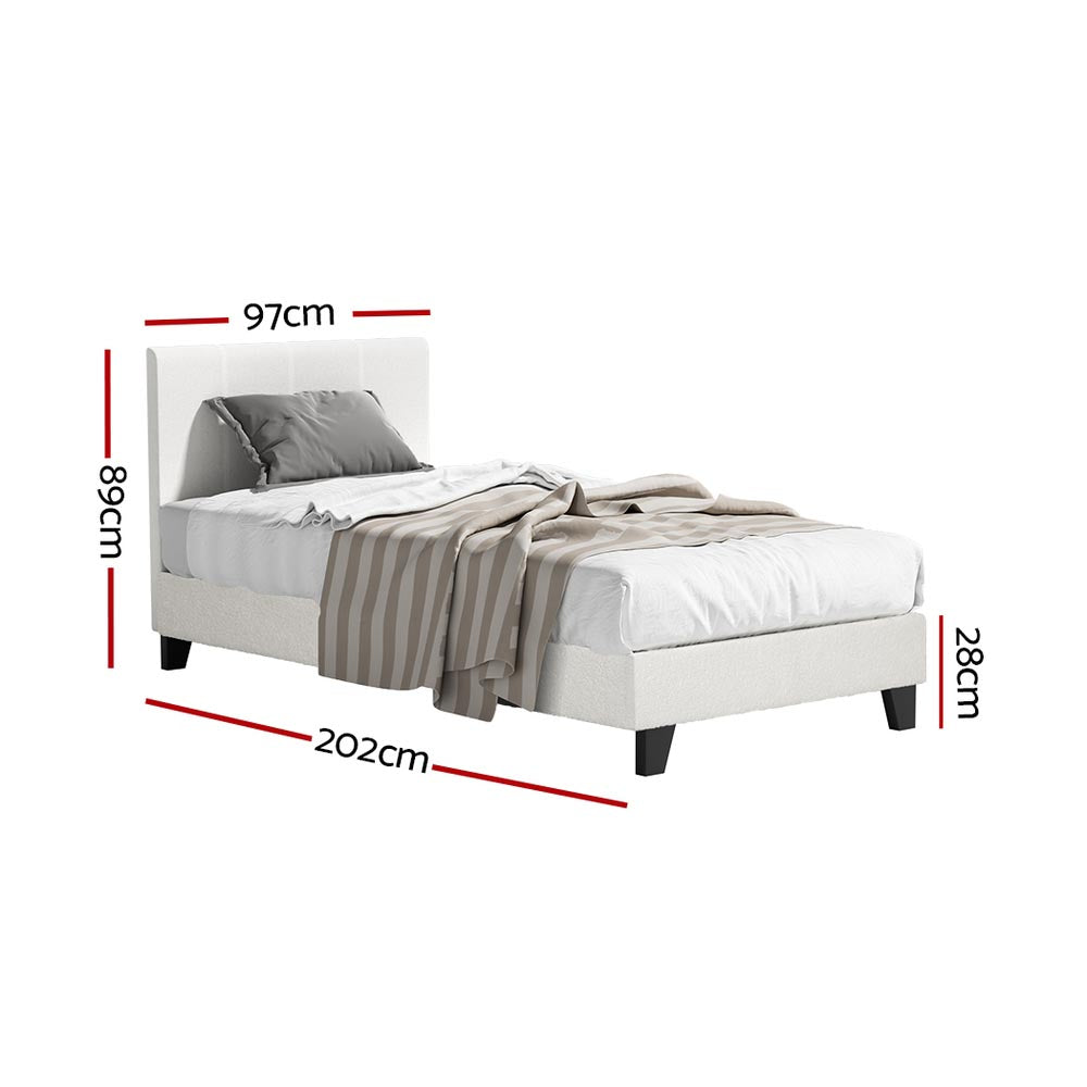 Neo Boucle Upholstered Bed Frame — Single