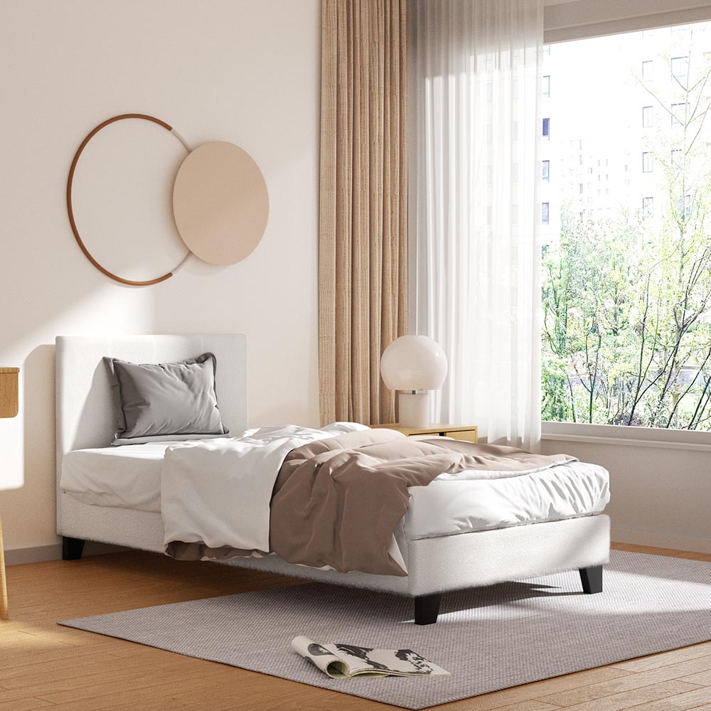 Neo Boucle Upholstered Bed Frame — Single