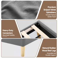 Artiss Double Bed Frame Upholstered Adjustable Headboard Mood Lighting Heavy Duty Grey Velvet