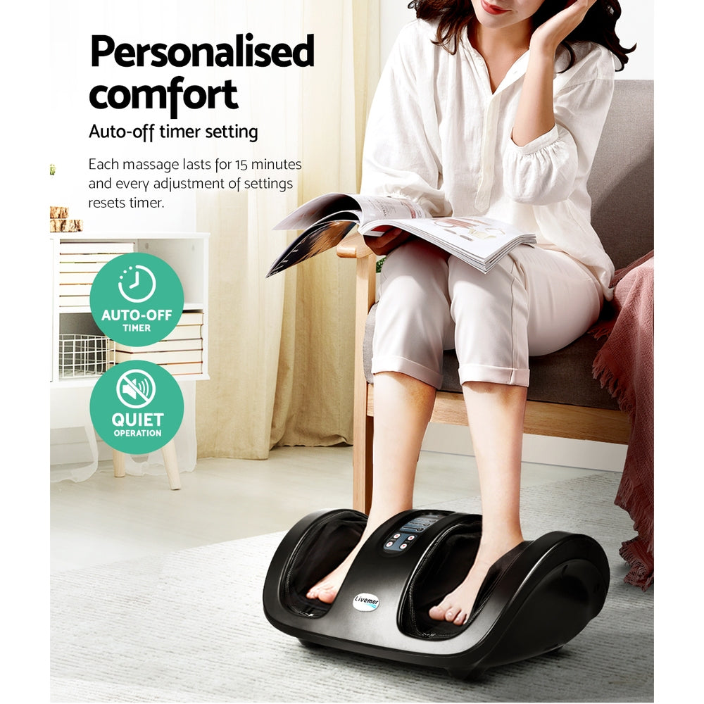 Livemor Foot Massager Shiatsu Massagers Electric Roller Kneading Leg Black