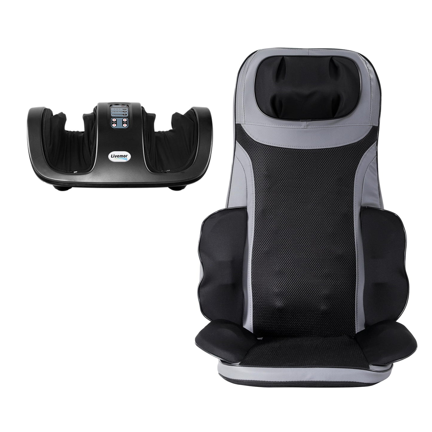 Livemor Full Back Massage Seat Cushion Heating With Kneading Foot Massagers