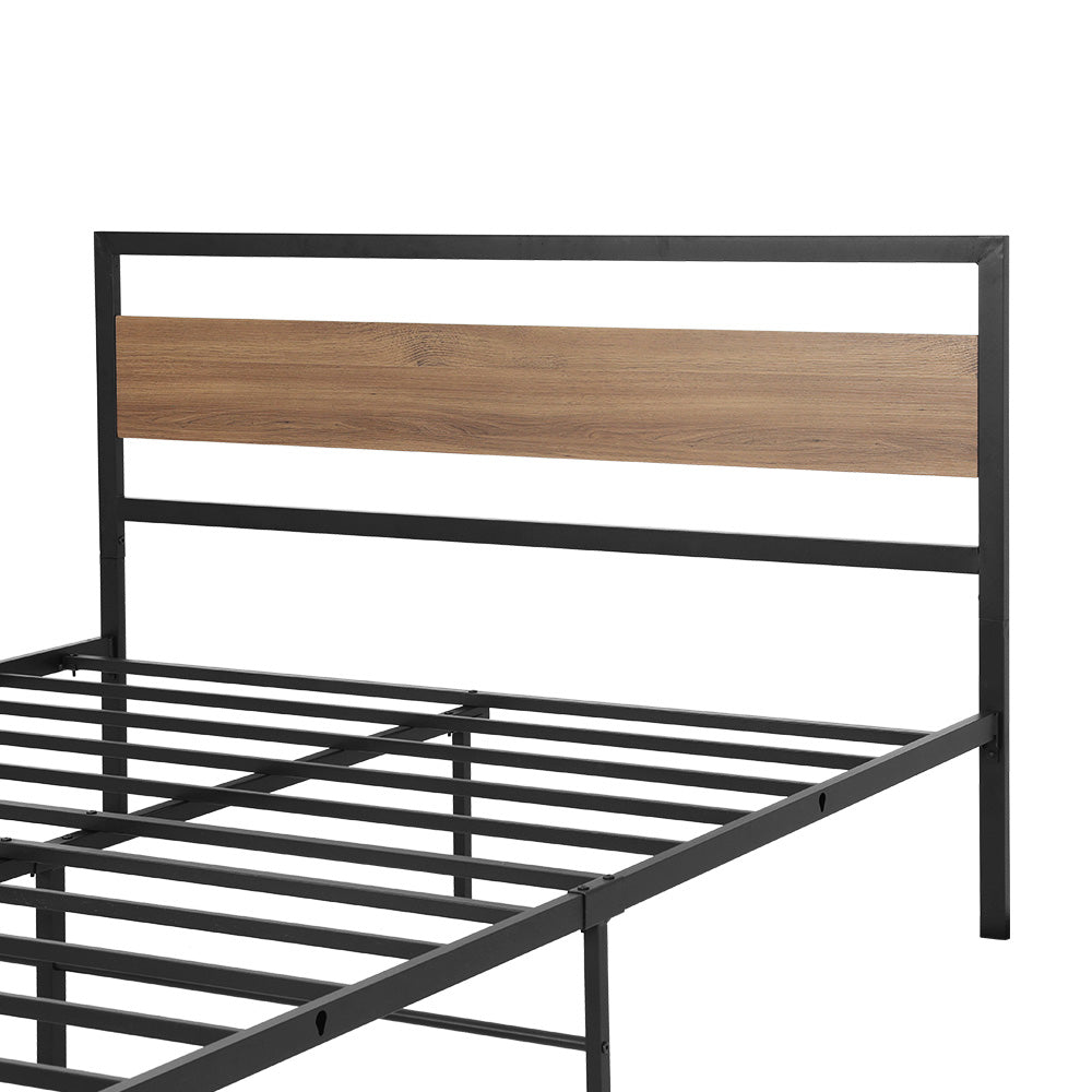 Artiss Drew Industrial Metal Bed Frame — Double Platform Base, Black