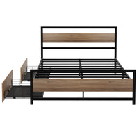 Drew Metal Bed Frame with Storage Drawers — Double