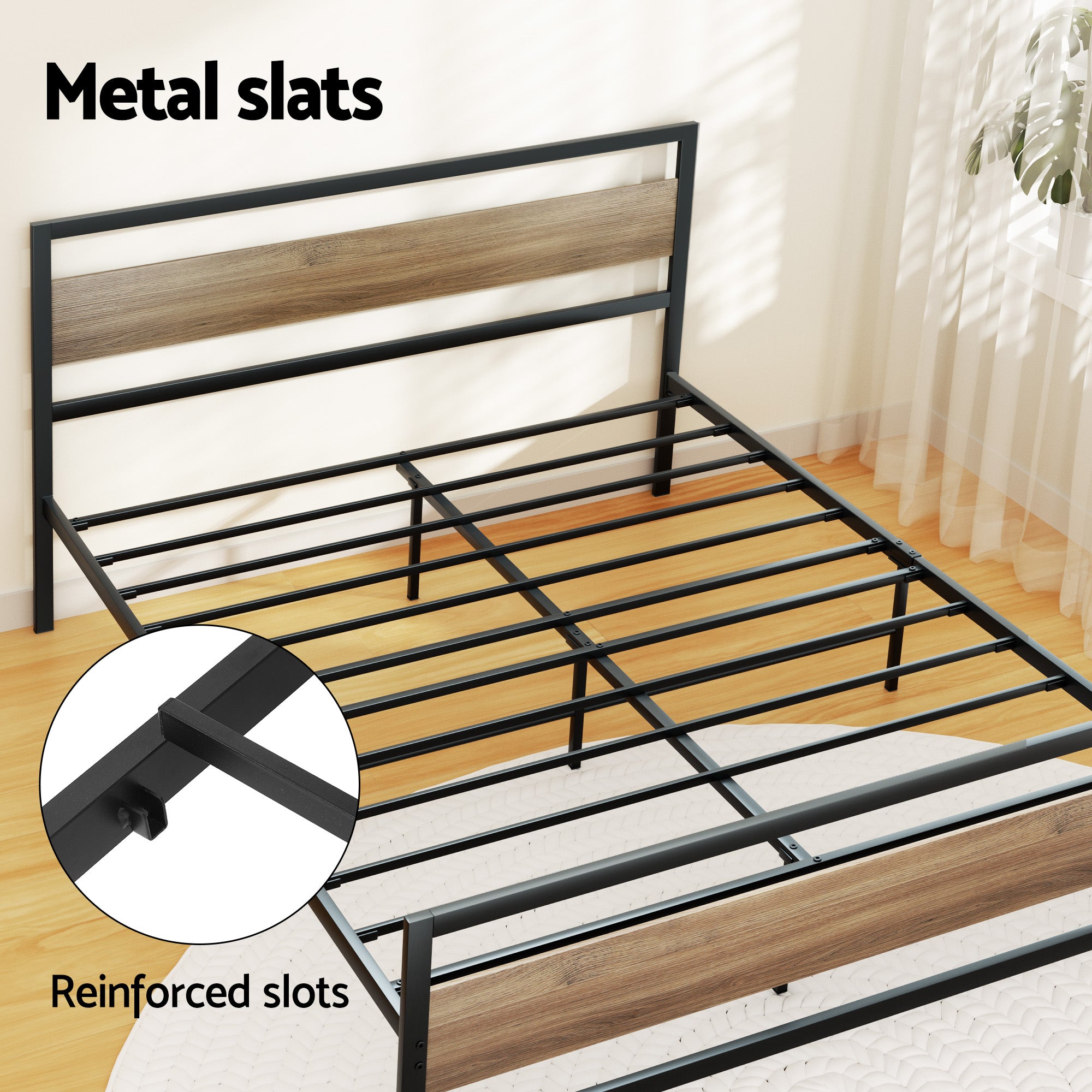Drew Metal Bed Frame with Storage Drawers — Double