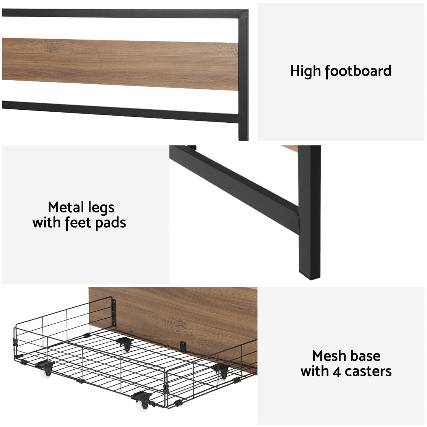 Drew Metal Bed Frame with Storage Drawers — Double