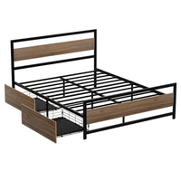 Drew Metal Bed Frame with Storage Drawers — Double