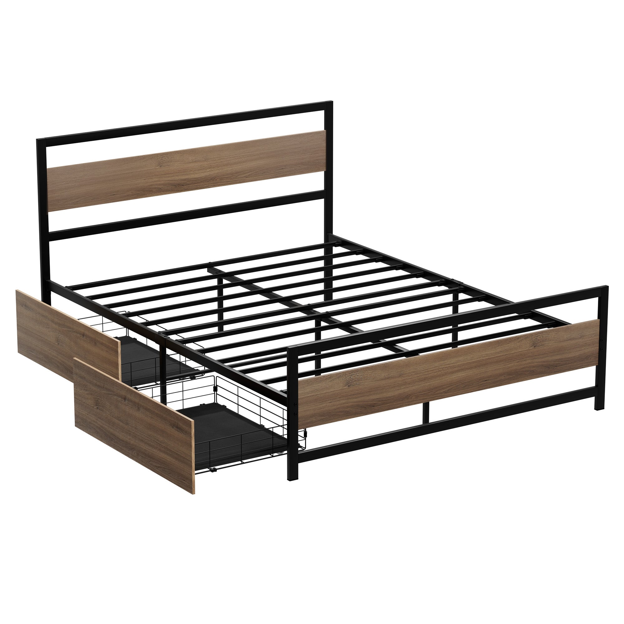 Drew Metal Bed Frame with Storage Drawers — Double