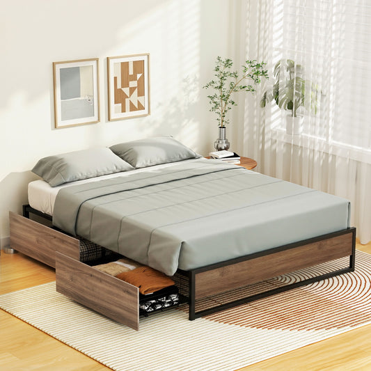 Oslo Metal Bed Frame with Storage Drawers — Double