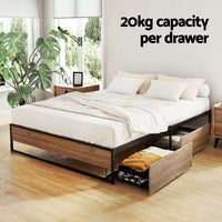Oslo Metal Bed Frame with Storage Drawers — Double