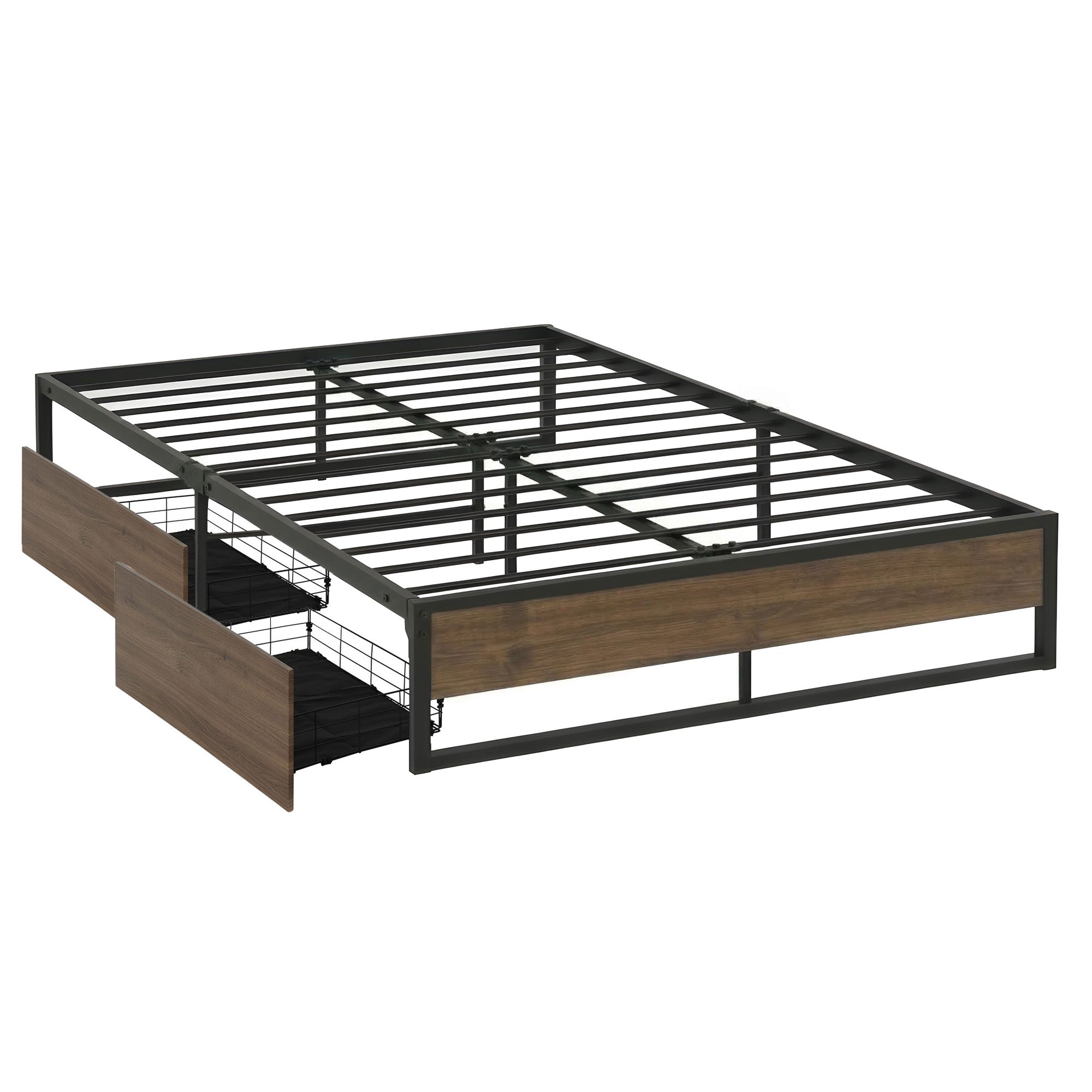 Oslo Metal Bed Frame with Storage Drawers — Double