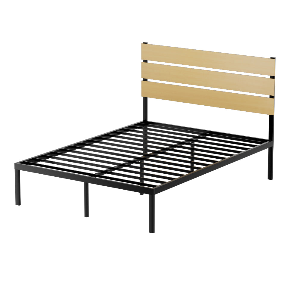 Artiss Paula Rustic Metal Bed Frame — Double Platform Base, Black