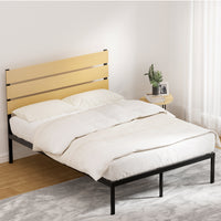 Artiss Paula Rustic Metal Bed Frame — Double Platform Base, Black
